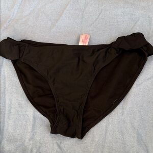 No Boundaries Black Bikini Bottom with Pink Logo Tag